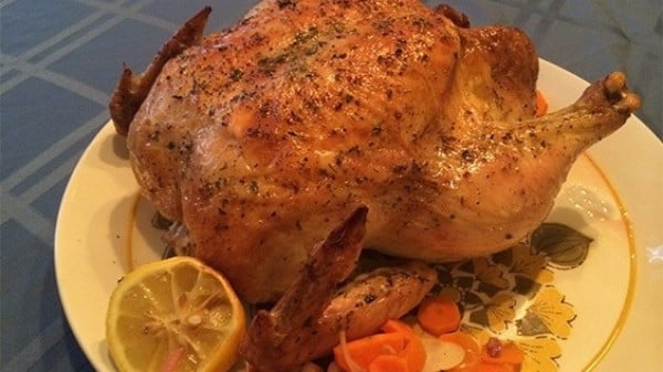 Roasted Whole Chicken with Veggie Stuffing #recipe #chicken #roast #dinner