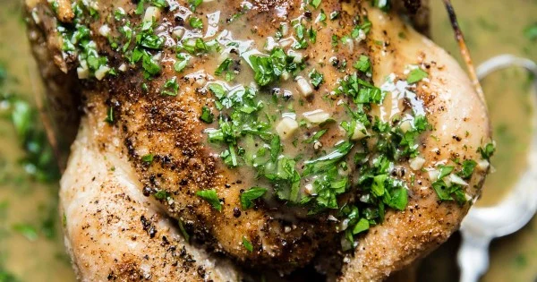 Perfect Roast Chicken with Lemon Herb Pan Sauce #recipe #chicken #roast #dinner