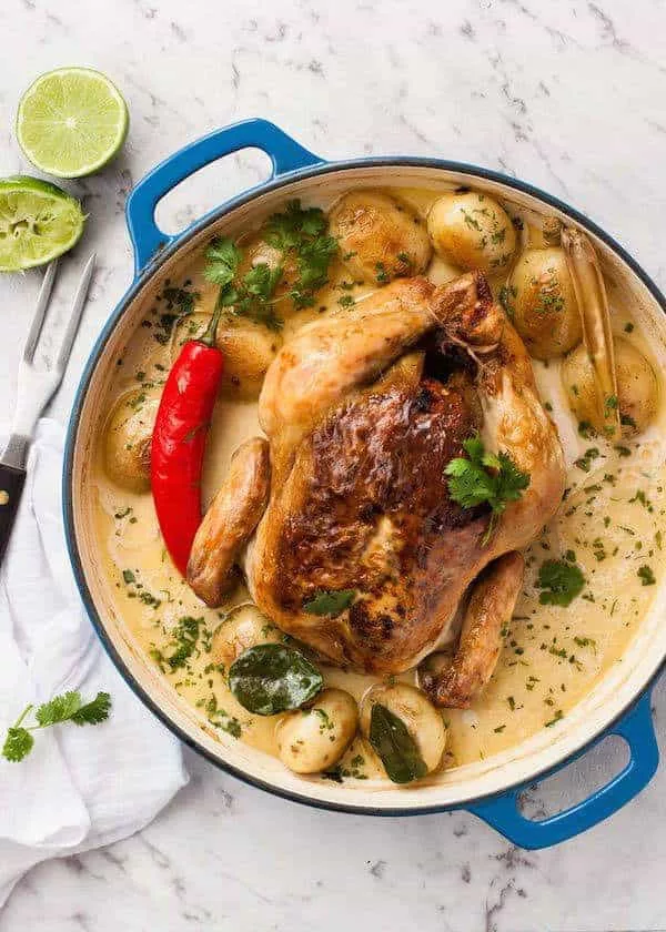 Pot Roasted Coconut Chicken #recipe #chicken #roast #dinner