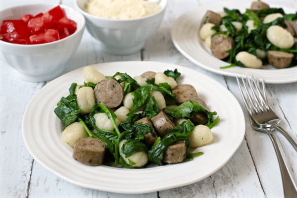 Gnocchi with chicken sausage and spinach #3ingredients #food #dinner #recipe