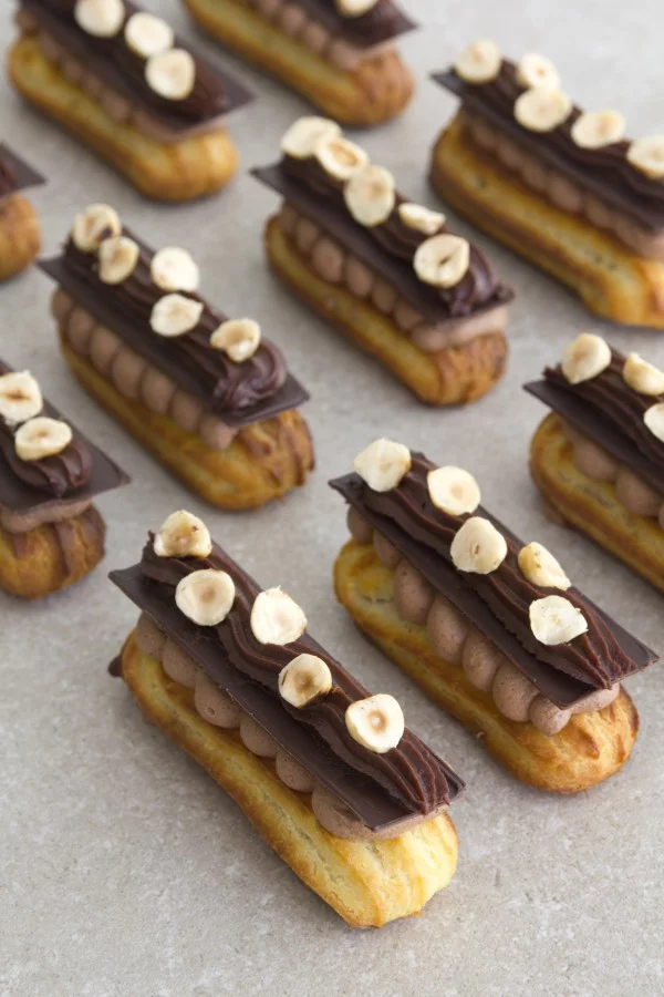 Chocolate and Hazelnut Eclairs #eclair #dessert #recipe