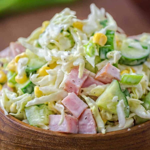 Cabbage and Ham Salad #ham #recipe #dinner
