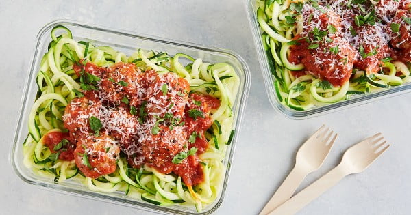 Meal-Prep Turkey Meatballs with Zucchini Noodles #lunch #healthy #food #snack #recipe
