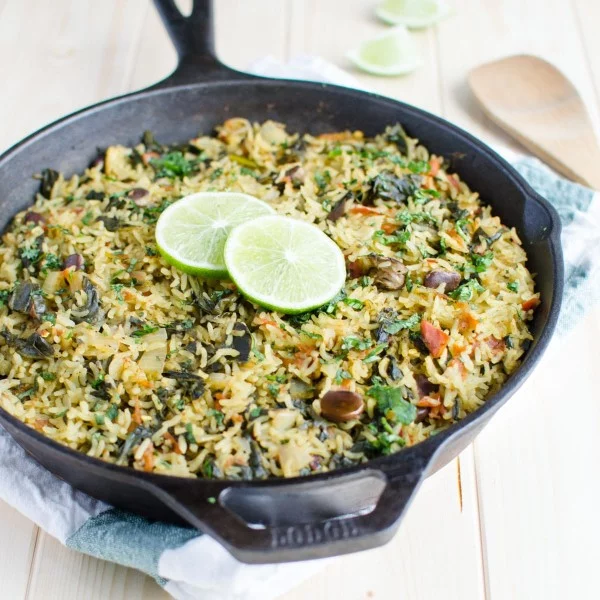 One Pot Spinach Rice #healthy #onepot #dinner #food #recipe