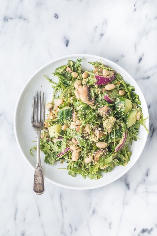 High protein white bean arugula salad #lunch #highprotein #healthy #recipe