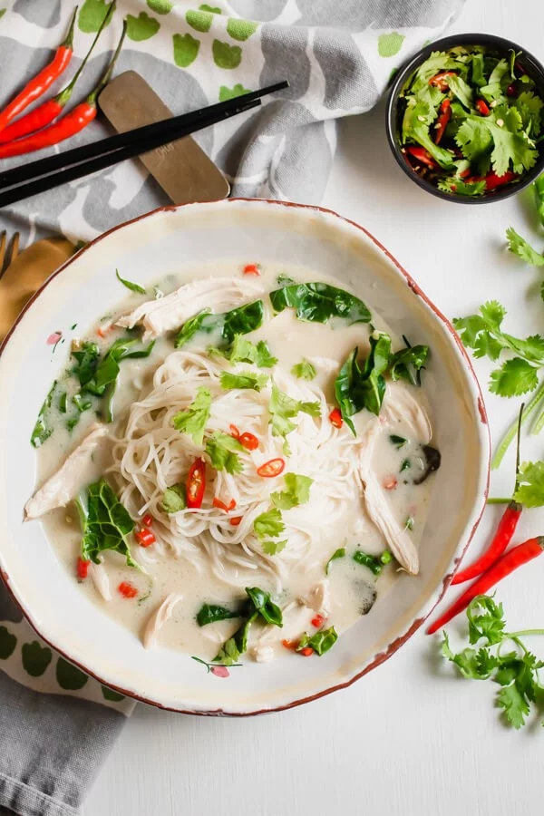 Instant Pot Thai Coconut Lime Chicken Soup with Noodles #instantpot #pressurecooker #noodles #dinner #recipe