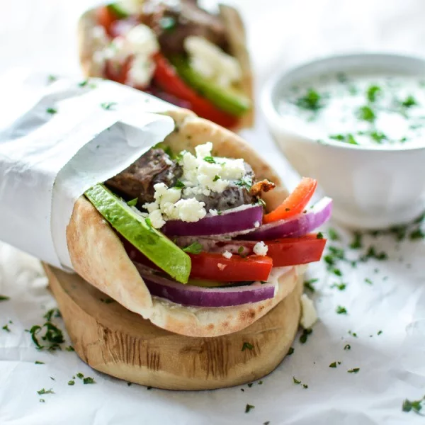 Lamb Gyros with Spicy Tzatziki #lamb #dinner #recipe