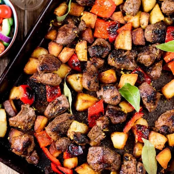 Marinated Greek Lamb with Lemon Roast Potatoes #lamb #dinner #recipe