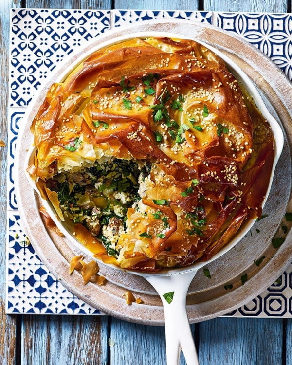 Greek-style lamb, spinach and feta pie #lamb #dinner #recipe
