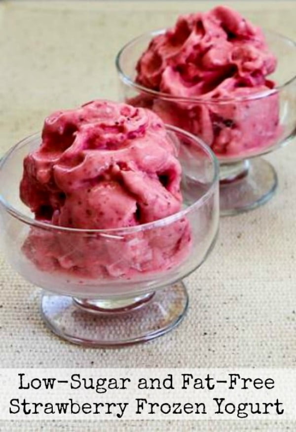 Low-Sugar Fat-Free Strawberry Frozen Yogurt #lowfat #healthy #dessert #recipe