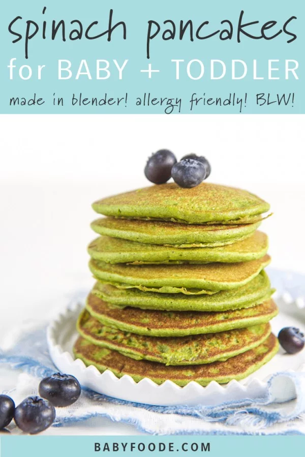 Easy Blender Spinach Pancakes for Baby + Toddler (Allergy Friendly!) #pancakes #dinner #lunch #snack #food #recipe