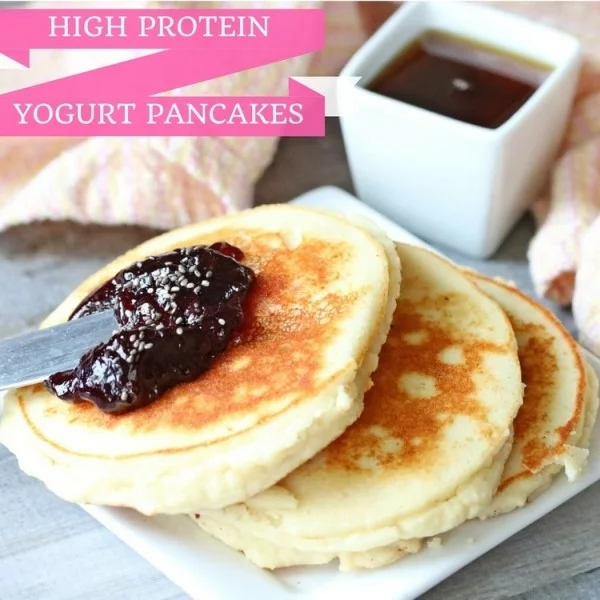 High Protein Yogurt Pancakes #pancakes #dinner #lunch #snack #food #recipe
