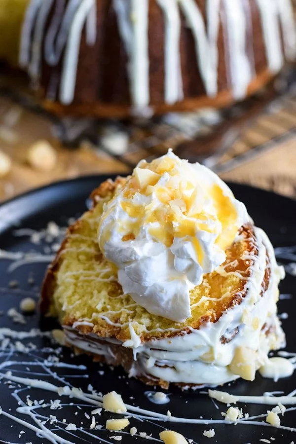 White Chocolate Macadamia Nut Pound Cake #poundcake #cake #recipe #dessert