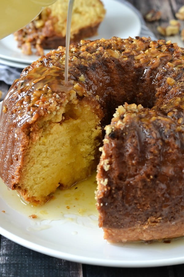 Rum Cake with Butter Rum Glaze #poundcake #cake #recipe #dessert