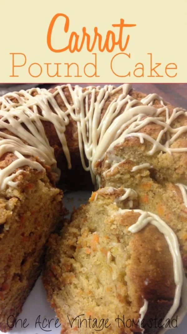 Carrot Pound Cake ⋆ One Acre Vintage & Pumpkin Patch Mtn. #poundcake #cake #recipe #dessert