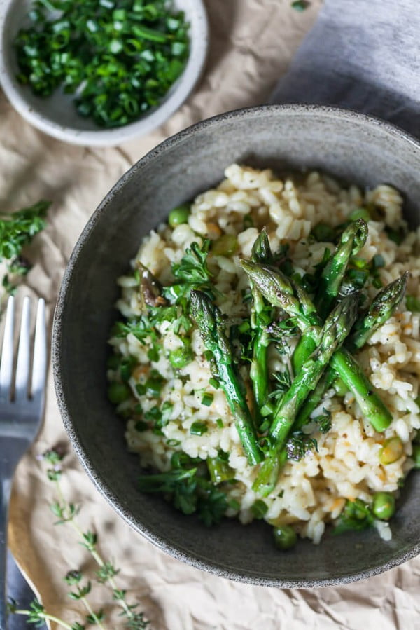 Vegan Asparagus Risotto #risotto #rice #dinner #recipe #food
