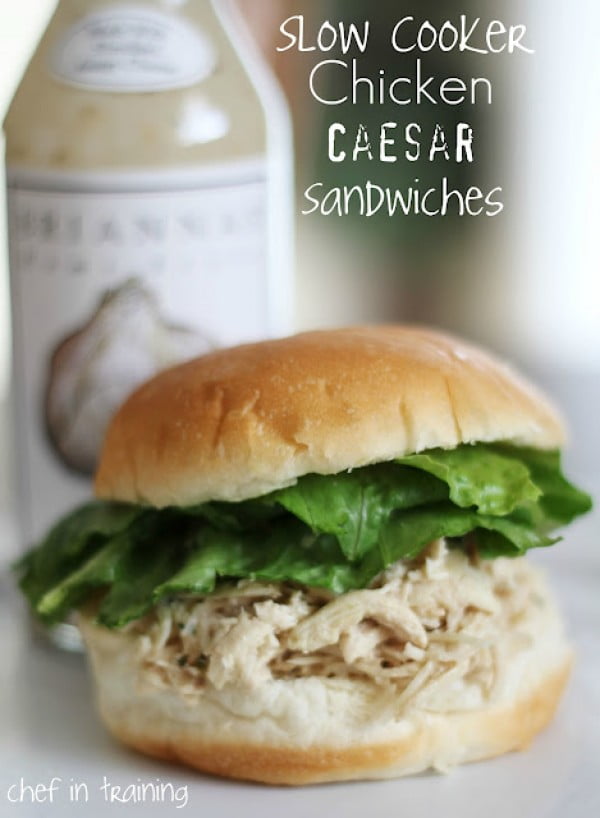 Slow Cooker Chicken Caesar Sandwiches #sandwich #lunch #snack #recipe