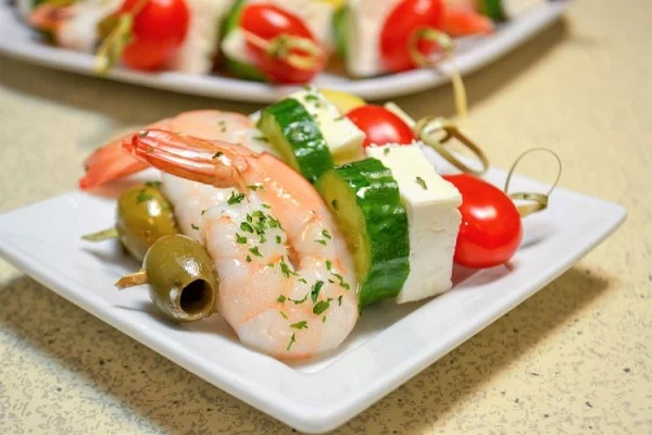 Greek Shrimp Skewers #smallbites #partyfood #snack #recipe