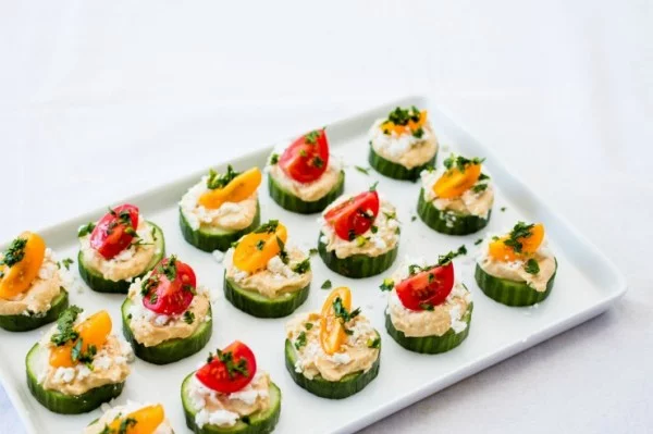 Cucumber & Hummus Bites #smallbites #partyfood #snack #recipe