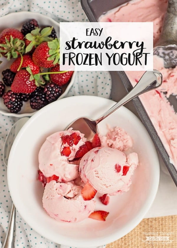 Easy Strawberry Frozen Yogurt #strawberry #dessert #berries #food #recipe