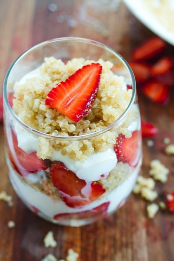 Strawberry Shortcake Quinoa Parfait #strawberry #dessert #berries #food #recipe