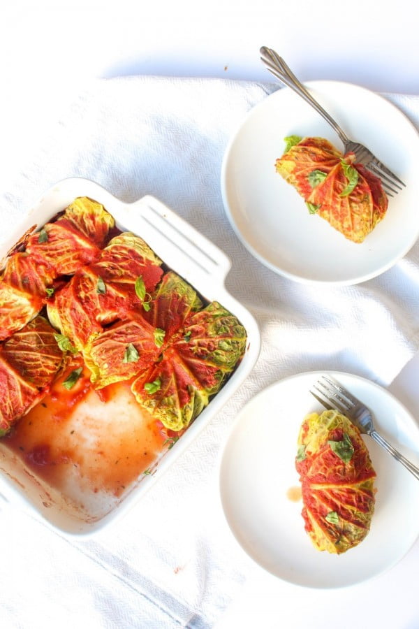 Cabbage Rolls with Wild Rice & Mushroom Stuffing #vegan #dinner #recipe #healthy #food
