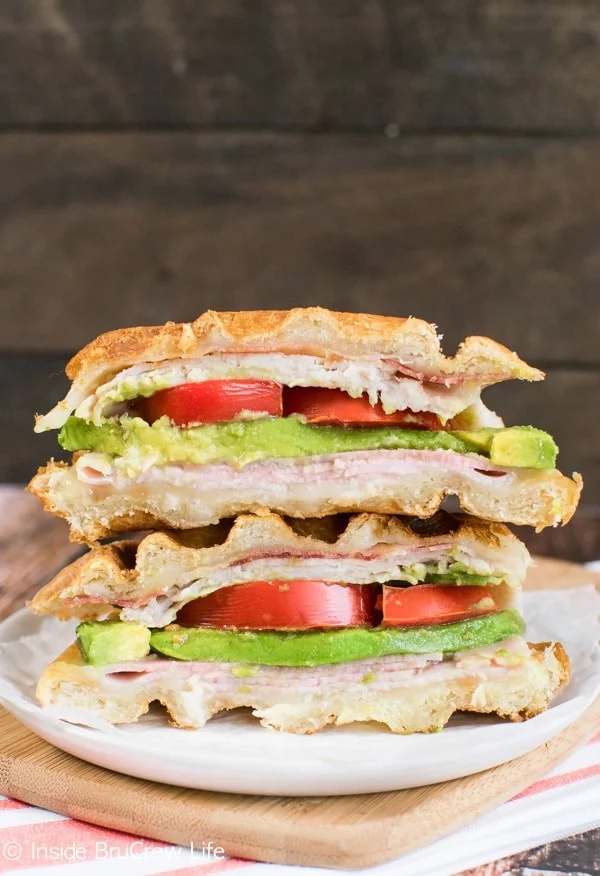 Turkey Club Waffle Sandwich #wallfeiron #wafflemaker #waffles #dinner #snacks #lunch #food #recipe