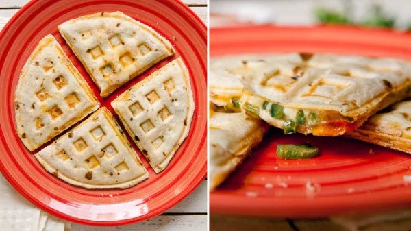 Waffle Iron Quesadillas #wallfeiron #wafflemaker #waffles #dinner #snacks #lunch #food #recipe