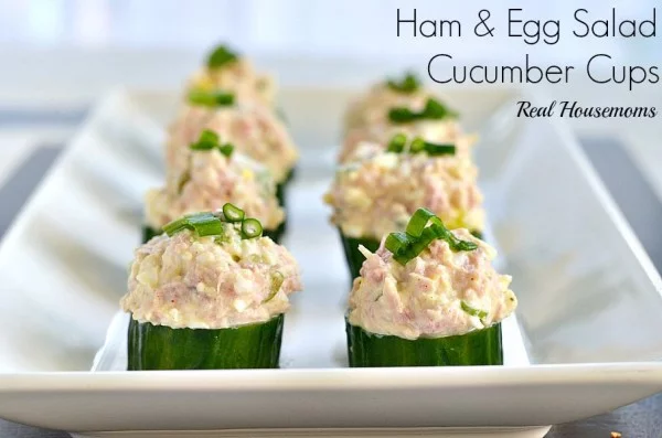 Ham and Egg Salad Cucumber Cups #recipe #eggs #boiled #breakfast #snack