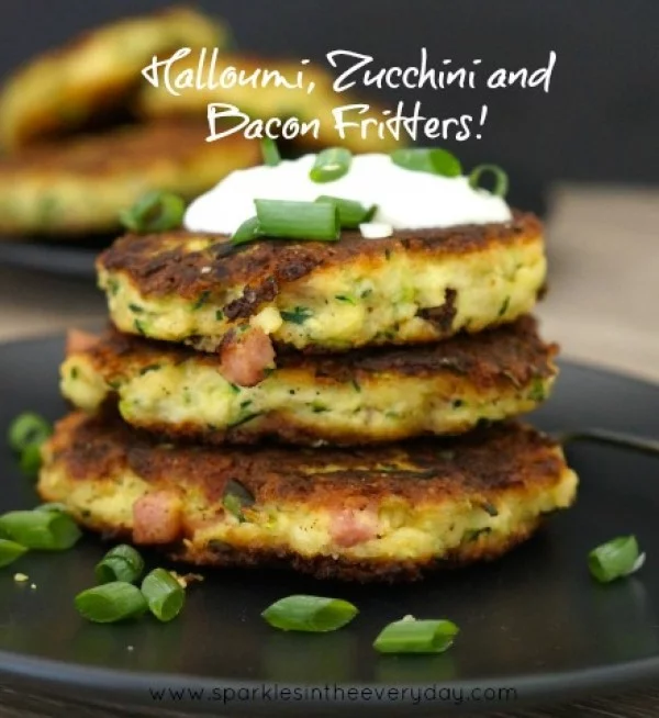 Easy Halloumi, Zucchini and Bacon Fritters! (GF) #fritters #recipe #dinner