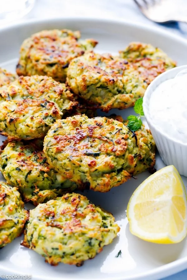 Zucchini And Feta Fritters #fritters #recipe #dinner
