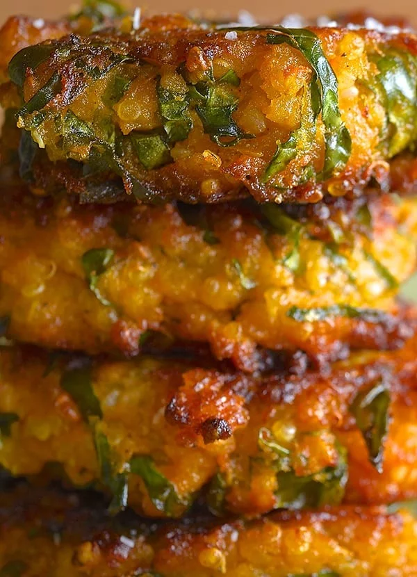 Sweet Potato Kale and Quinoa Fritters #fritters #recipe #dinner