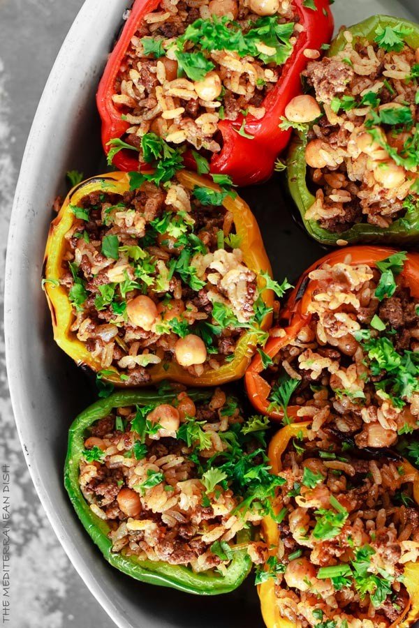 Mediterranean Stuffed Peppers Recipe (Video & Tutorial) #mediterranean #dinner #recipe