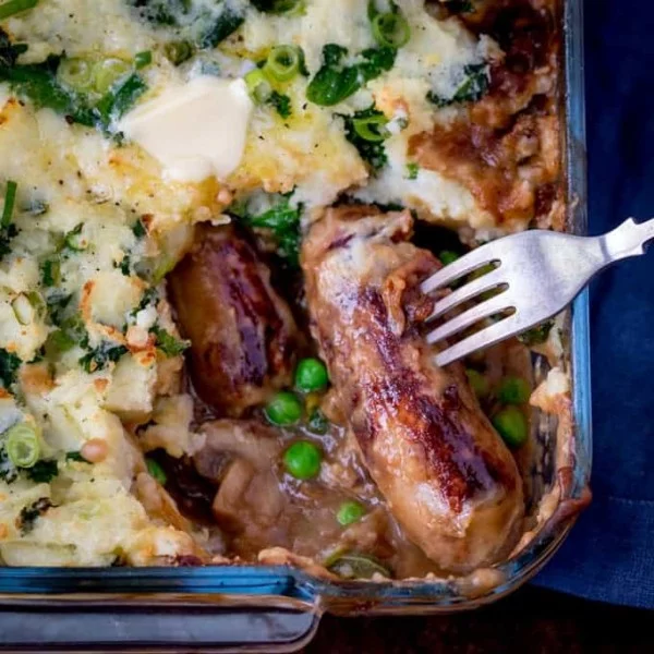 Sausage and Colcannon Bake #sausage #dinner #recipe