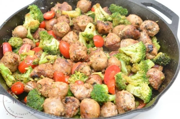 Easy One Pan Keto Italian Sausage Skillet #sausage #dinner #recipe