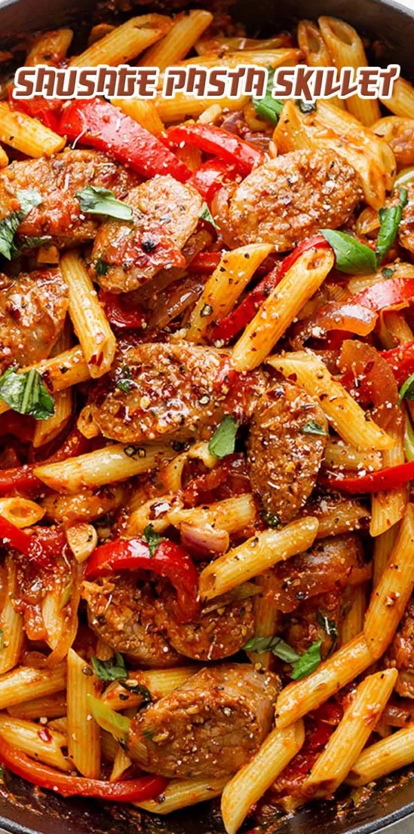 Sausage Pasta Skillet #sausage #dinner #recipe