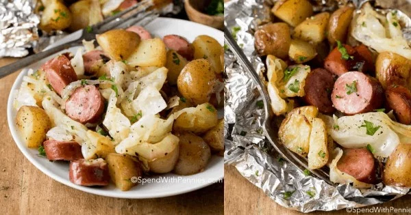 Cabbage and Sausage Foil Packets #sausage #dinner #recipe