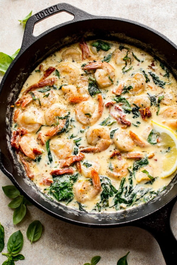 Easy Creamy Tuscan Shrimp Recipe #shrimp #recipe #dinner #lunch #snack