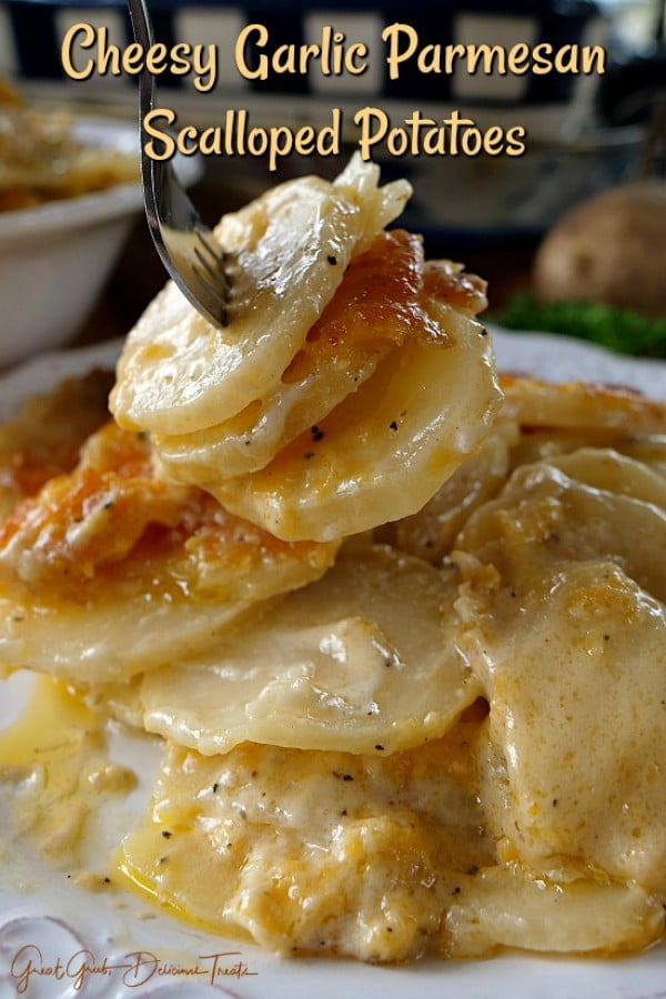 Cheesy Garlic Scalloped Potatoes #vegetables #side #dinner #recipe