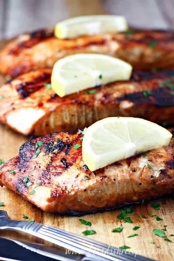 Soy Sauce and Brown Sugar Grilled Salmon | Let's Dish Recipes #grilled #fish #grill #dinner #recipe