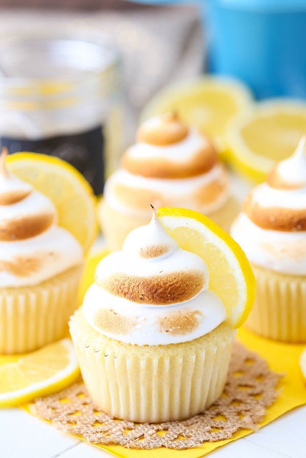 Lemon Meringue Cupcakes + Toasted Meringue Frosting! #lemon #dessert #recipe