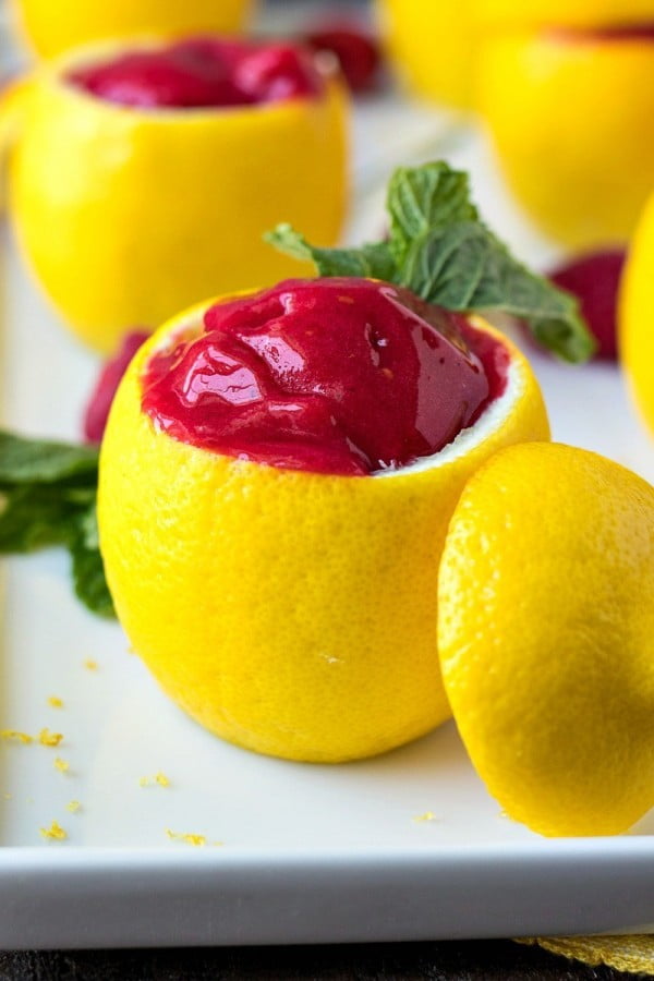 Raspberry Lemon Sorbet #lemon #dessert #recipe