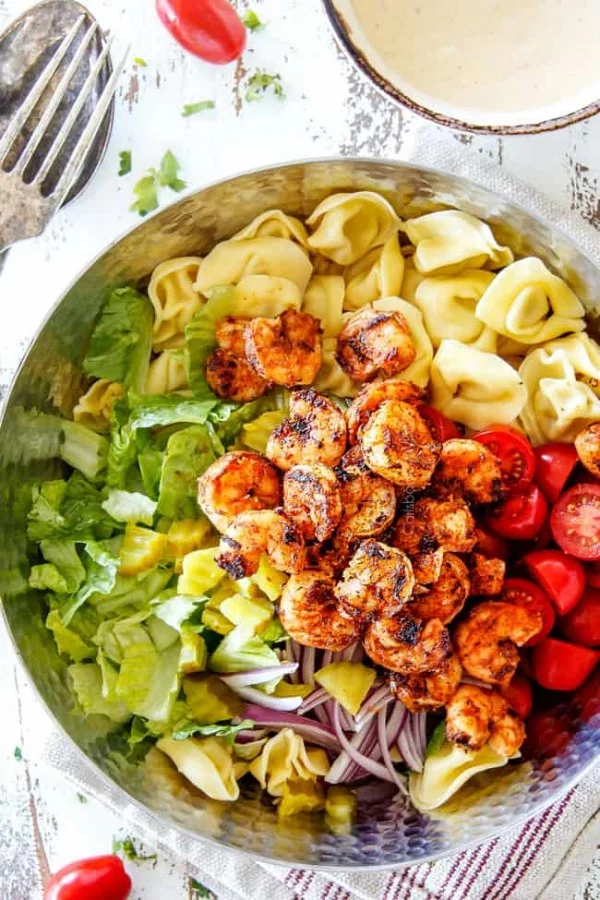 Po' Boy Shrimp Pasta Salad #pasta #salad #recipe #lunch #dinner