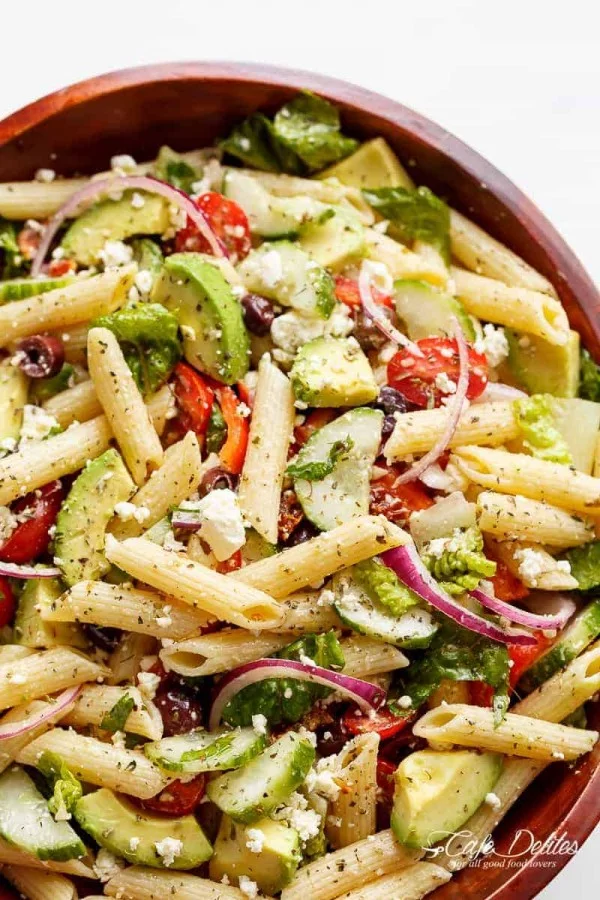 Lemon Herb Mediterranean Pasta Salad #pasta #salad #recipe #lunch #dinner