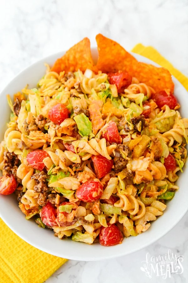 Easy Taco Pasta Salad #pasta #salad #recipe #lunch #dinner