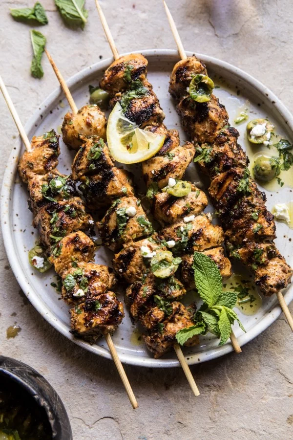 Moroccan Grilled Chicken with Herby Lemon Olive Vinaigrette. #weightwatchers #recipe #dinner #healthy