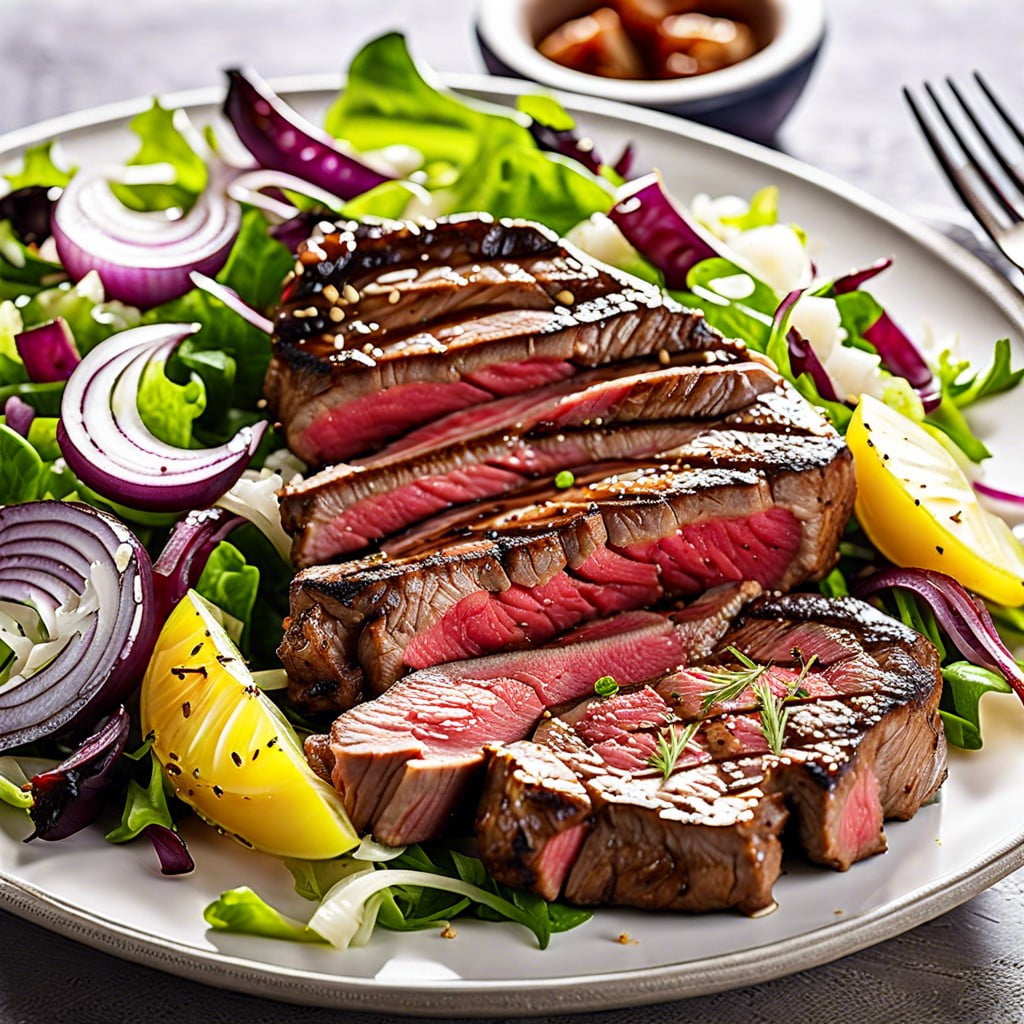 grilled steak and onion salad