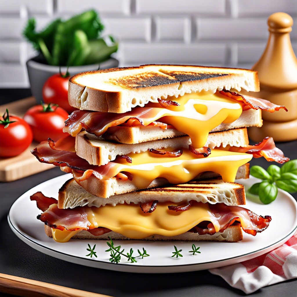 grilled cheesy bacon sandwich