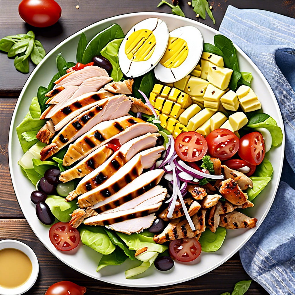 grilled chicken cobb salad with warm bacon vinaigrette