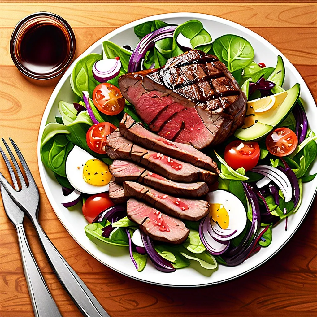 grilled steak salad with tzatziki sauce